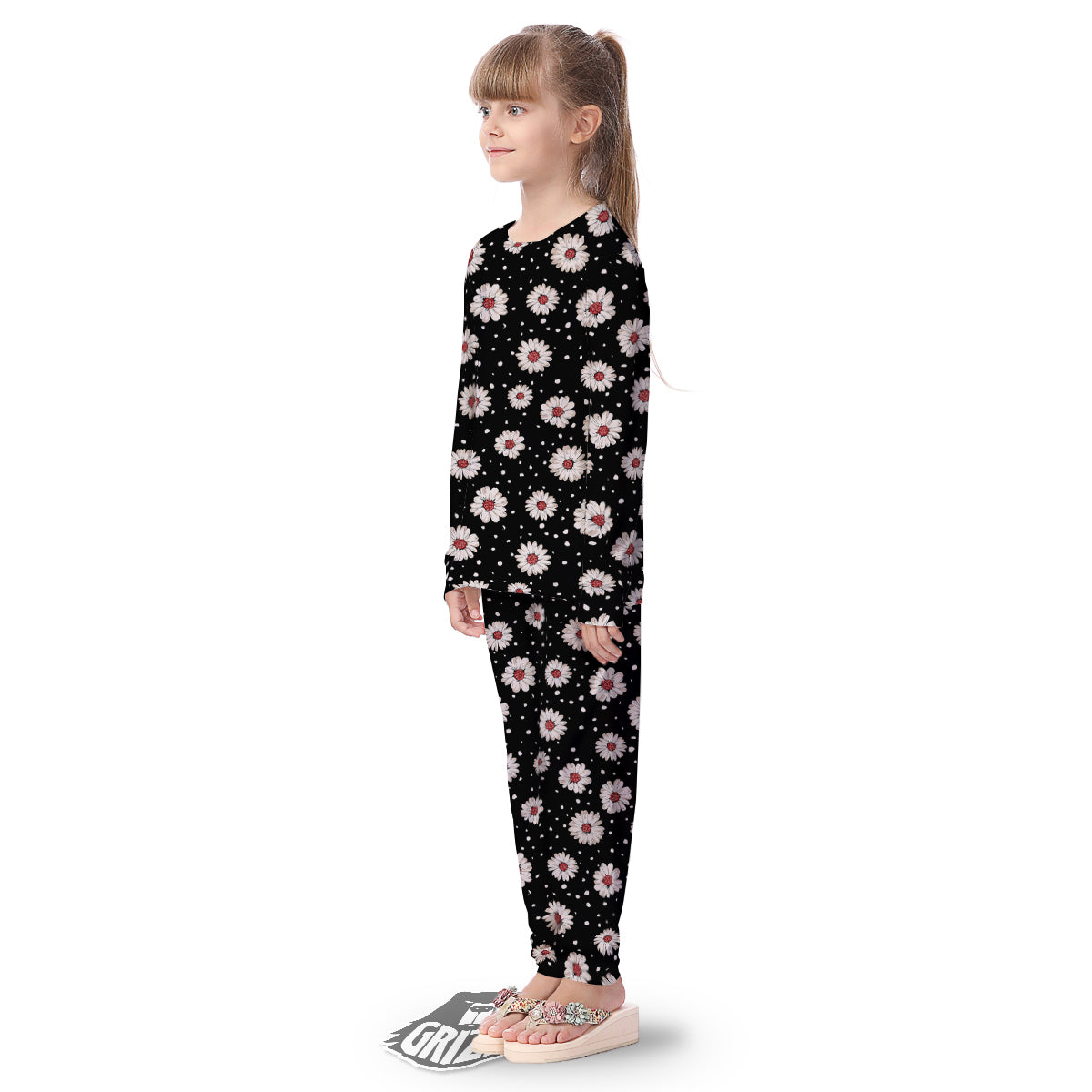 Floral Daisy Watercolor Print Pattern Kid's Pajamas-grizzshop