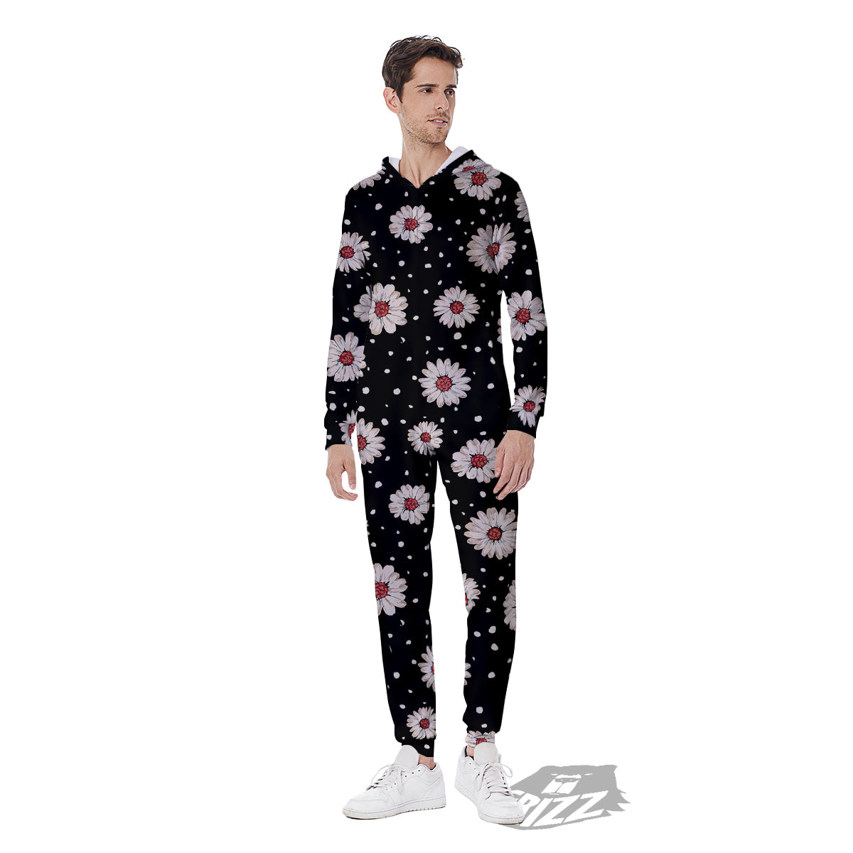 Floral Daisy Watercolor Print Pattern Men's Jumpsuit-grizzshop