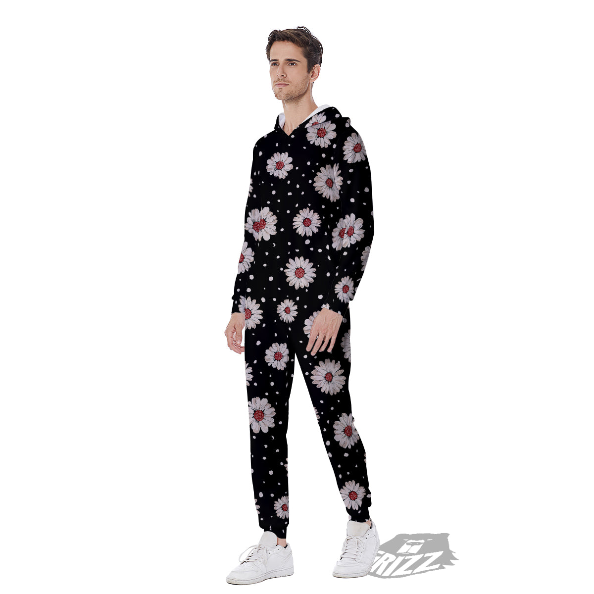 Floral Daisy Watercolor Print Pattern Men's Jumpsuit-grizzshop