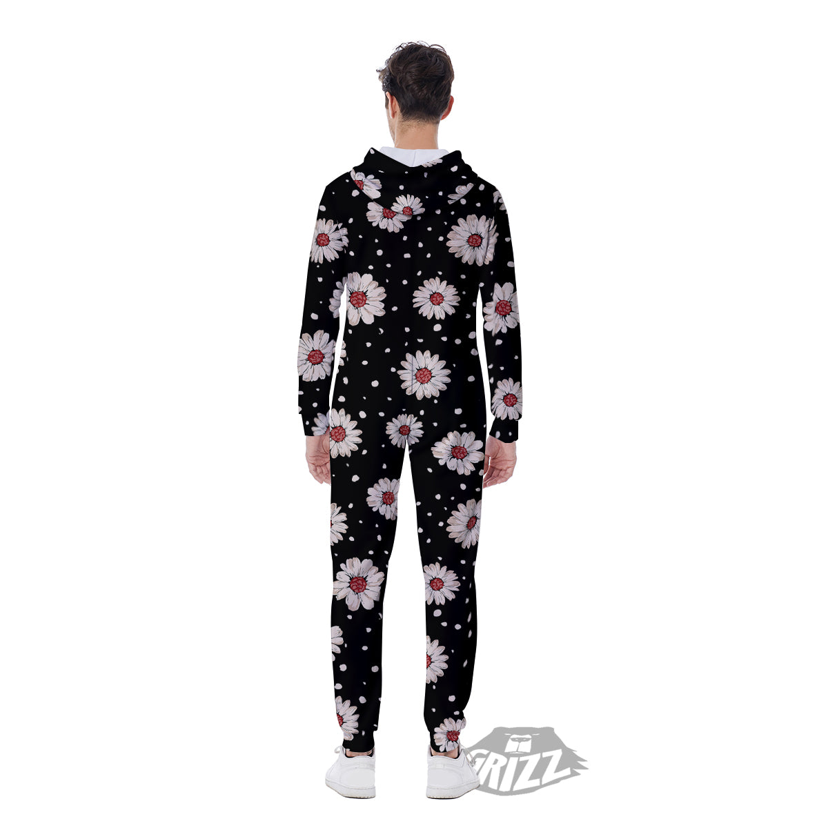 Floral Daisy Watercolor Print Pattern Men's Jumpsuit-grizzshop