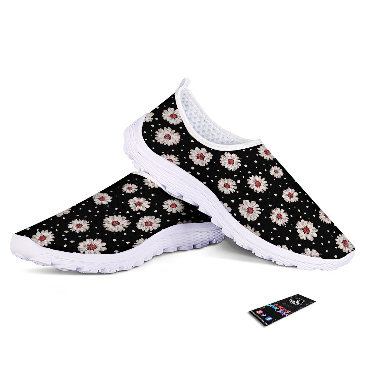 Floral Daisy Watercolor Print Pattern Nurse Shoes-grizzshop