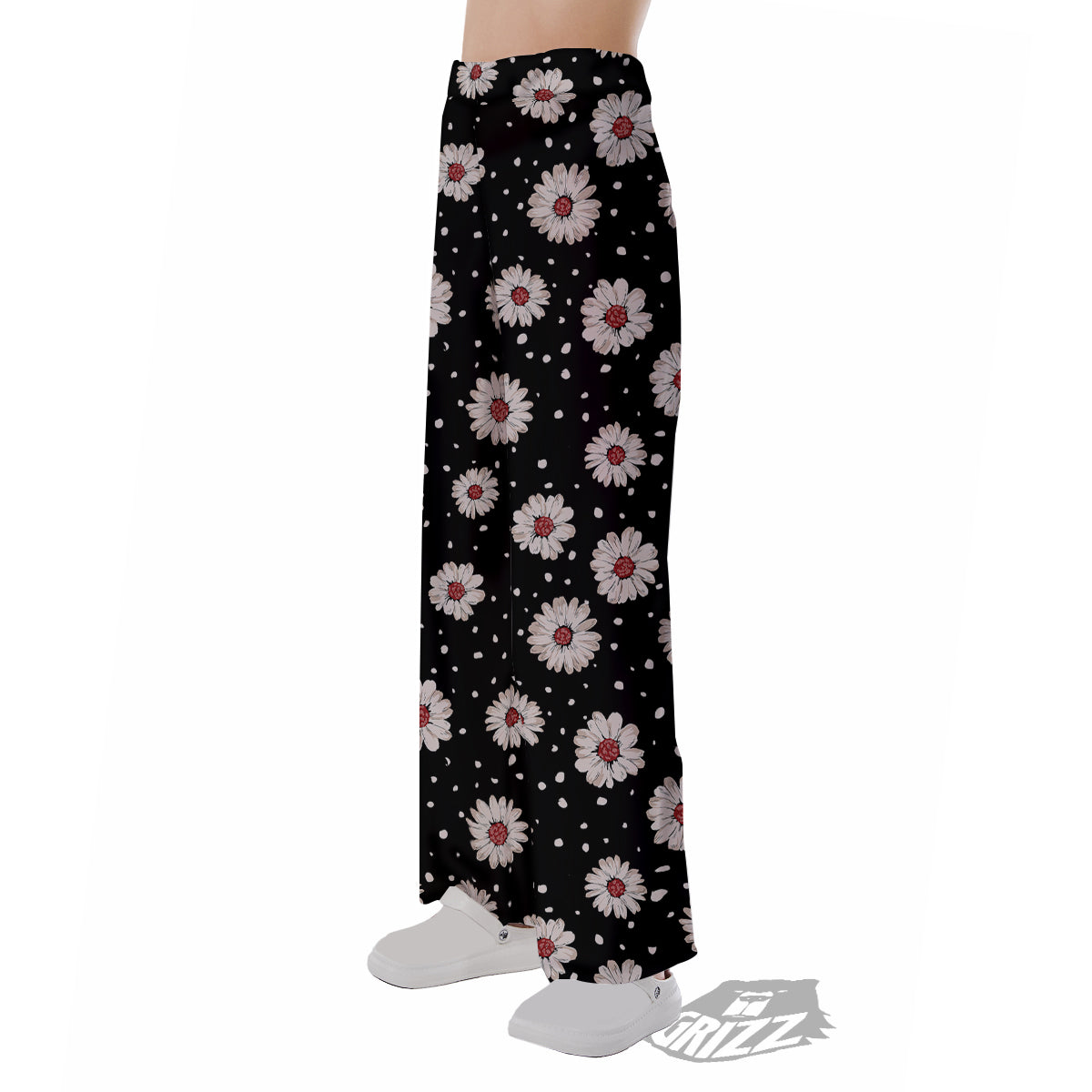 Floral Daisy Watercolor Print Pattern Pajama Pants-grizzshop