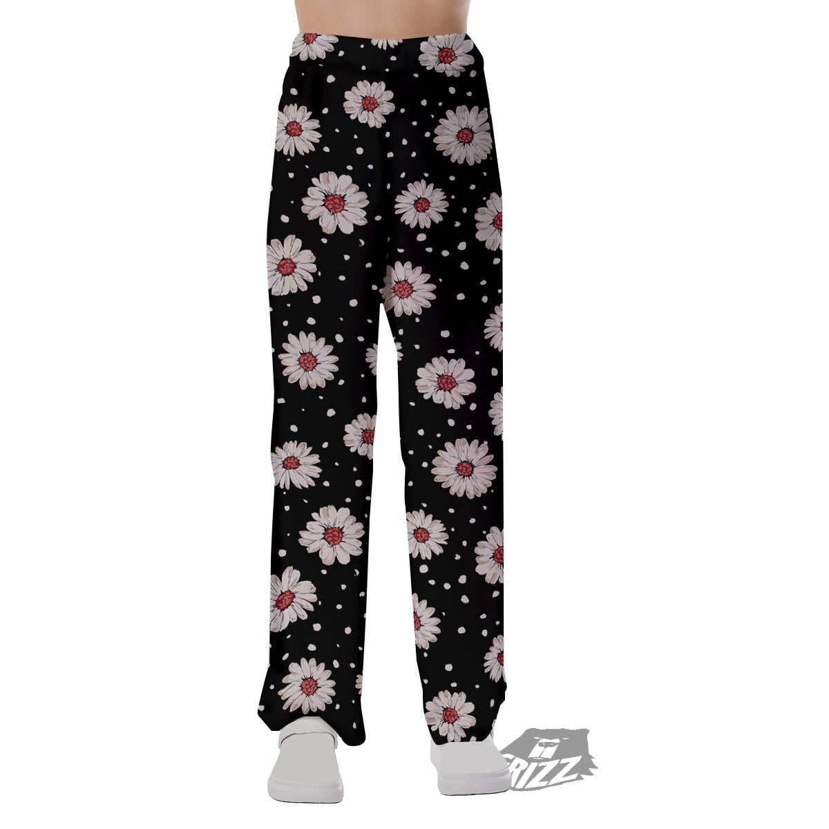 Floral Daisy Watercolor Print Pattern Pajama Pants-grizzshop