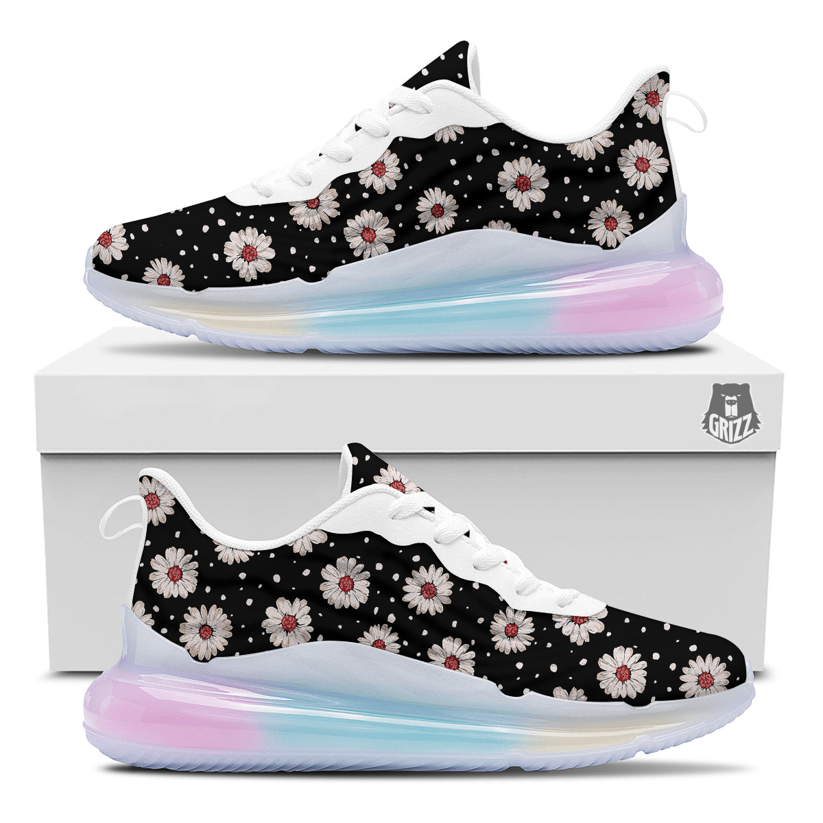 Floral Daisy Watercolor Print Pattern Running Sneakers-grizzshop