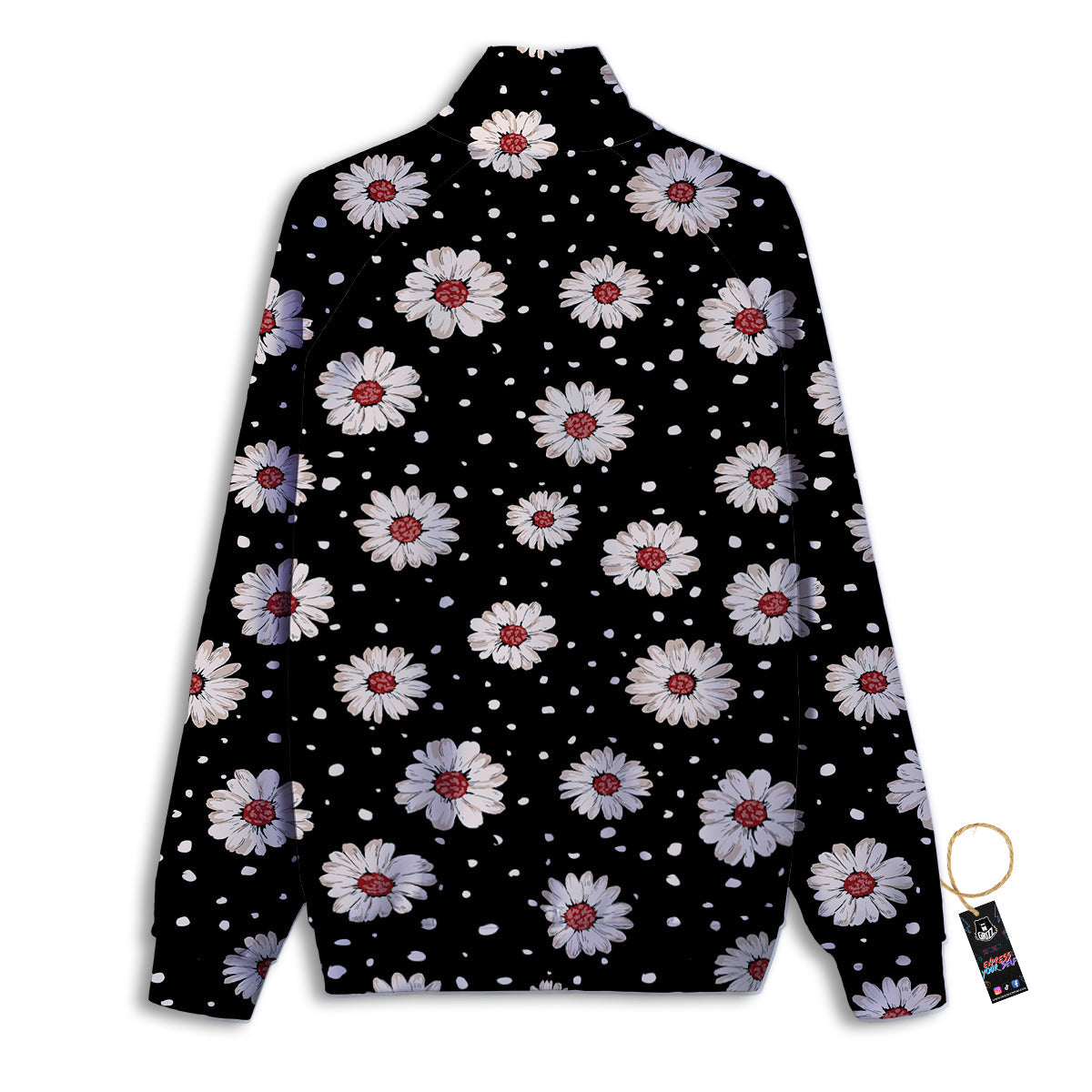 Floral Daisy Watercolor Print Pattern Track Jacket-grizzshop