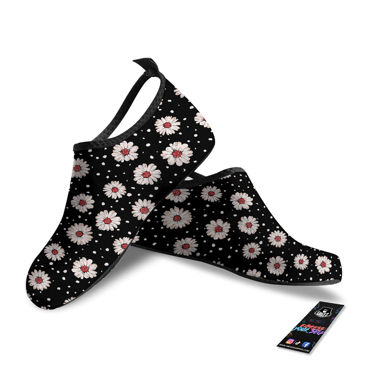 Floral Daisy Watercolor Print Pattern Water Shoes-grizzshop