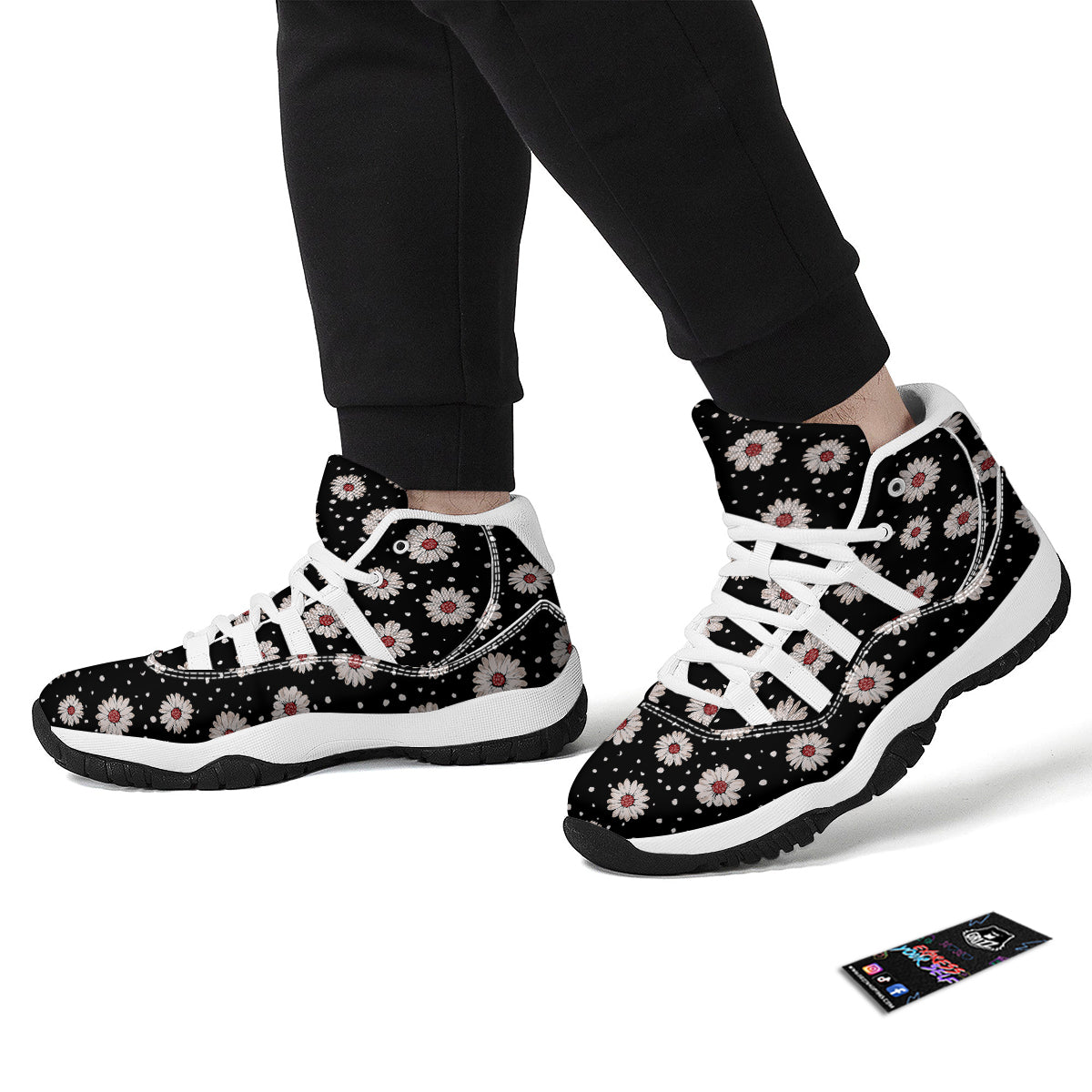 Floral Daisy Watercolor Print Pattern White Bball Shoes-grizzshop