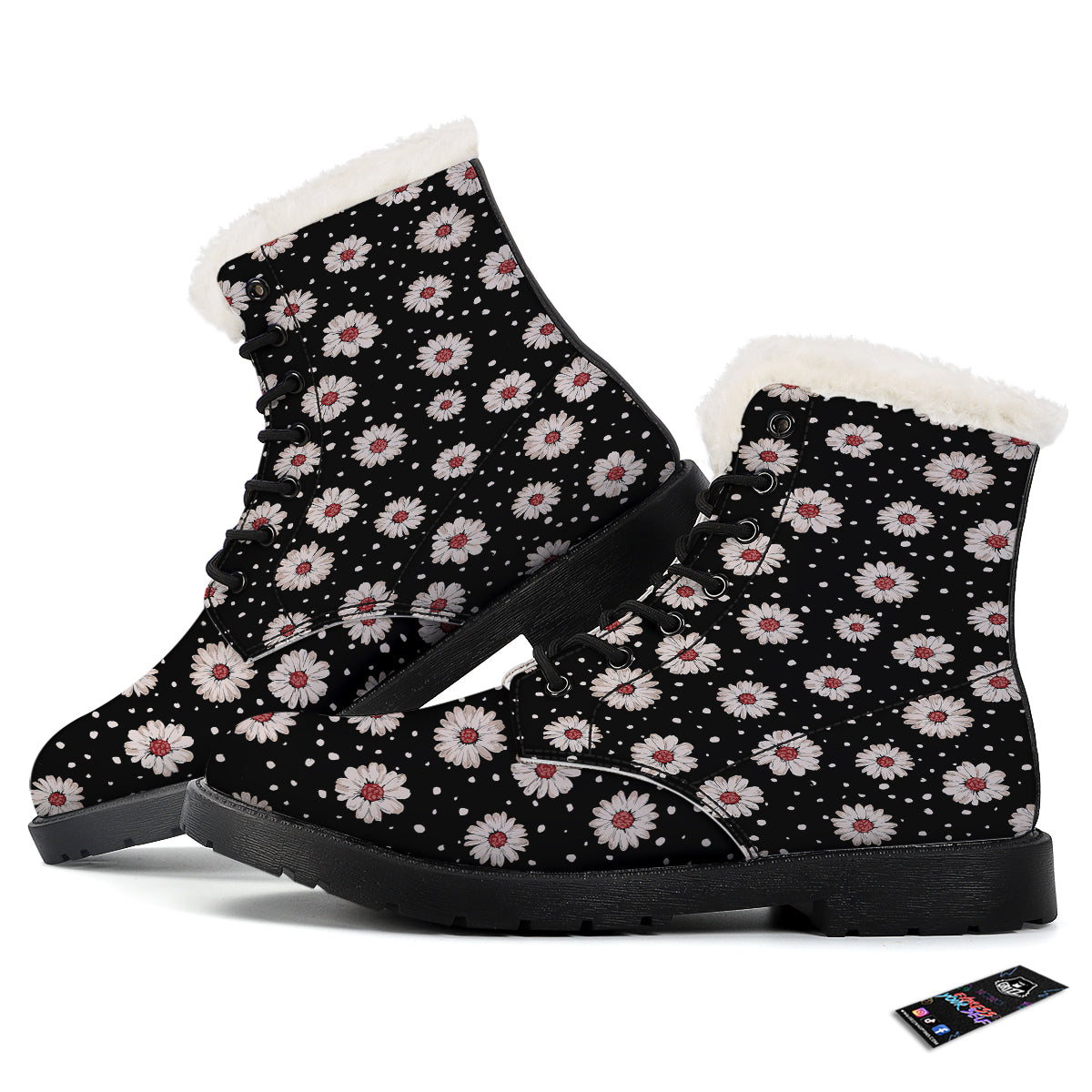 Floral Daisy Watercolor Print Pattern Winter Boots-grizzshop