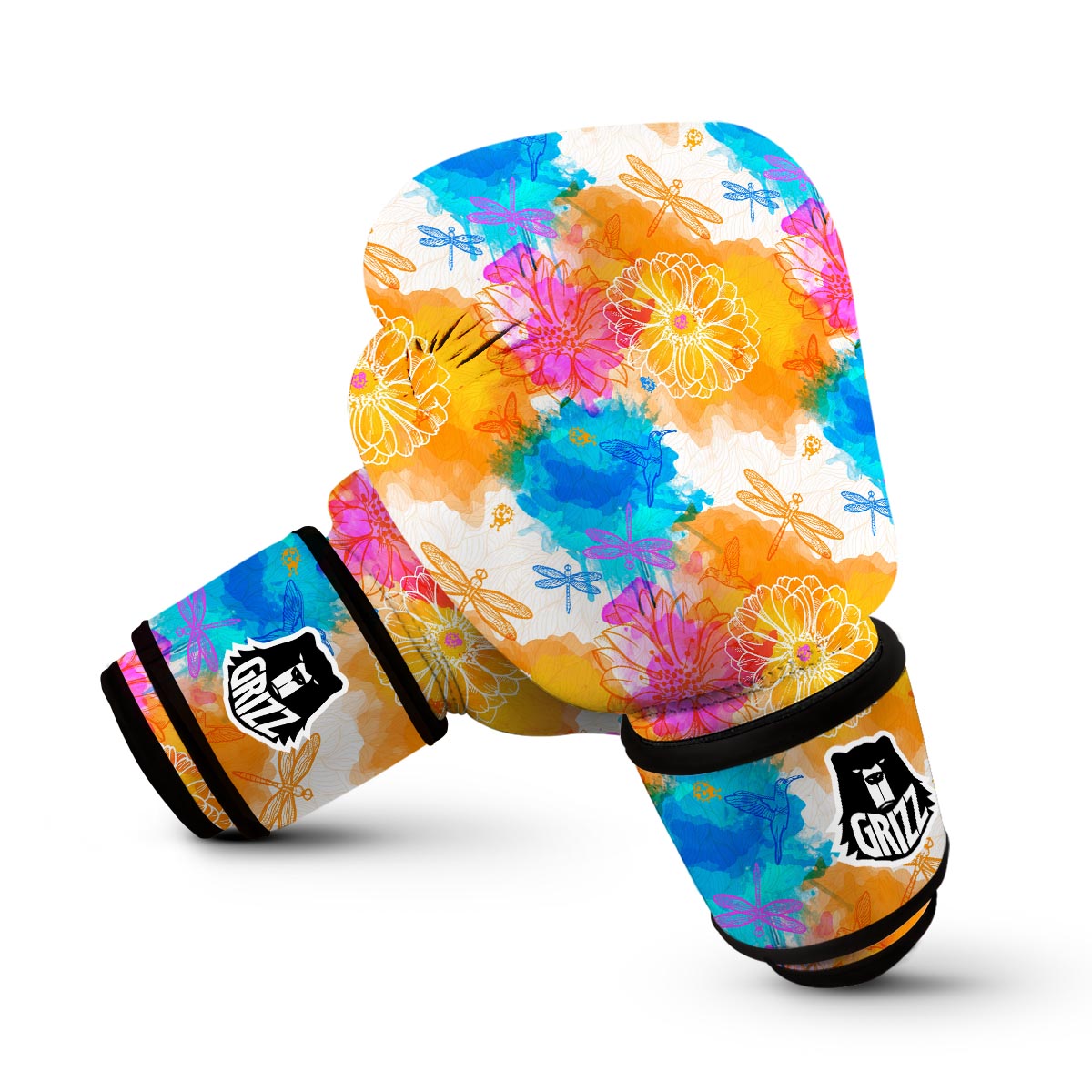 Floral Dragonfly Boxing Gloves-grizzshop