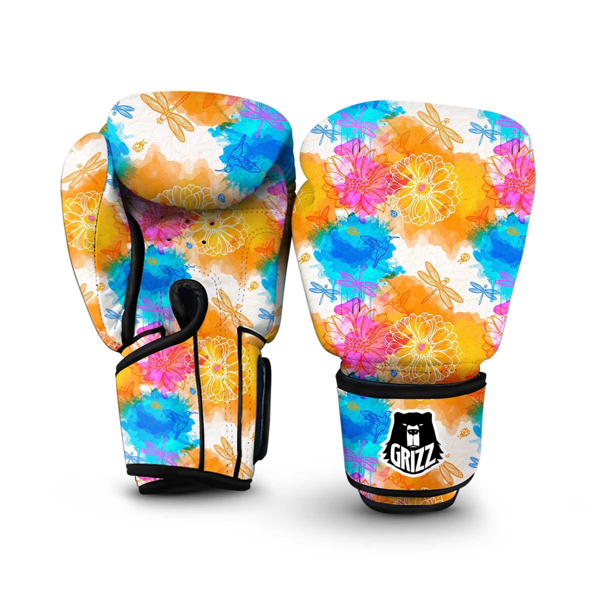 Floral Dragonfly Boxing Gloves-grizzshop