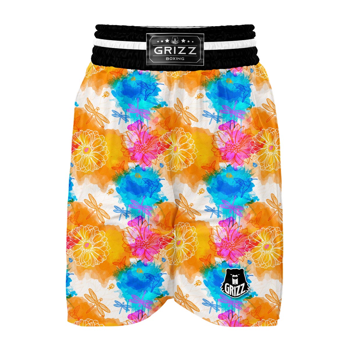 Floral Dragonfly Boxing Shorts-grizzshop