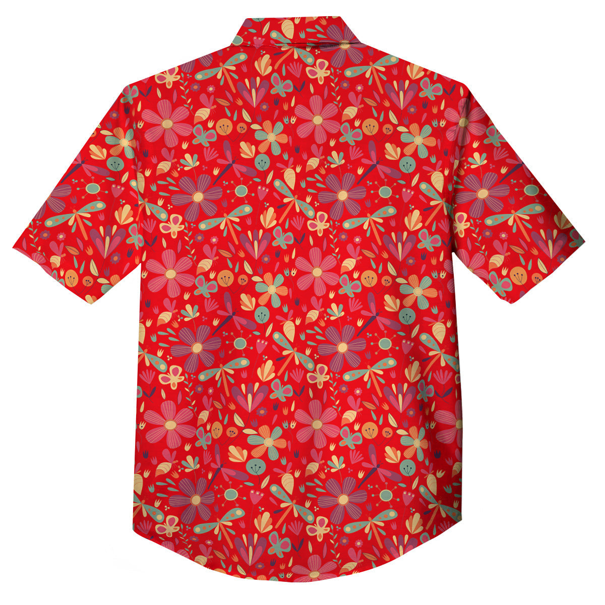 Floral Dragonfly Christmas Print Pattern Button Up Shirt-grizzshop