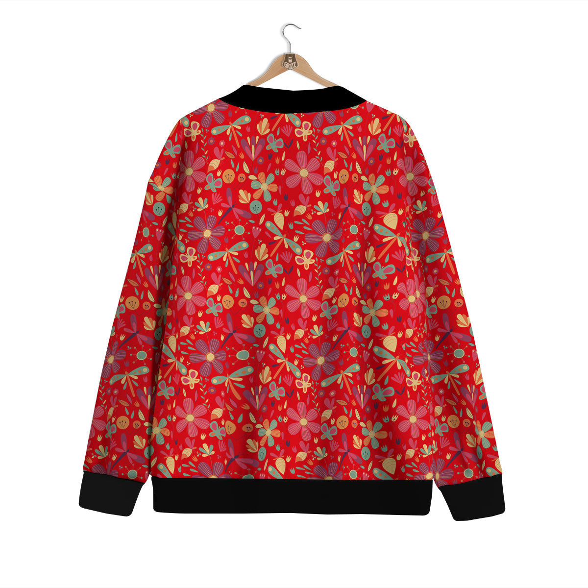Floral Dragonfly Christmas Print Pattern Cardigan-grizzshop