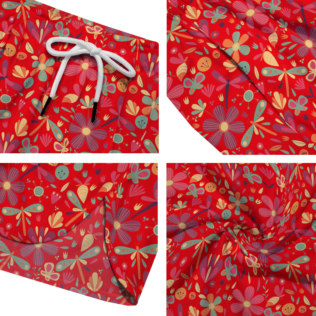Floral Dragonfly Christmas Print Pattern Men's Running Shorts-grizzshop
