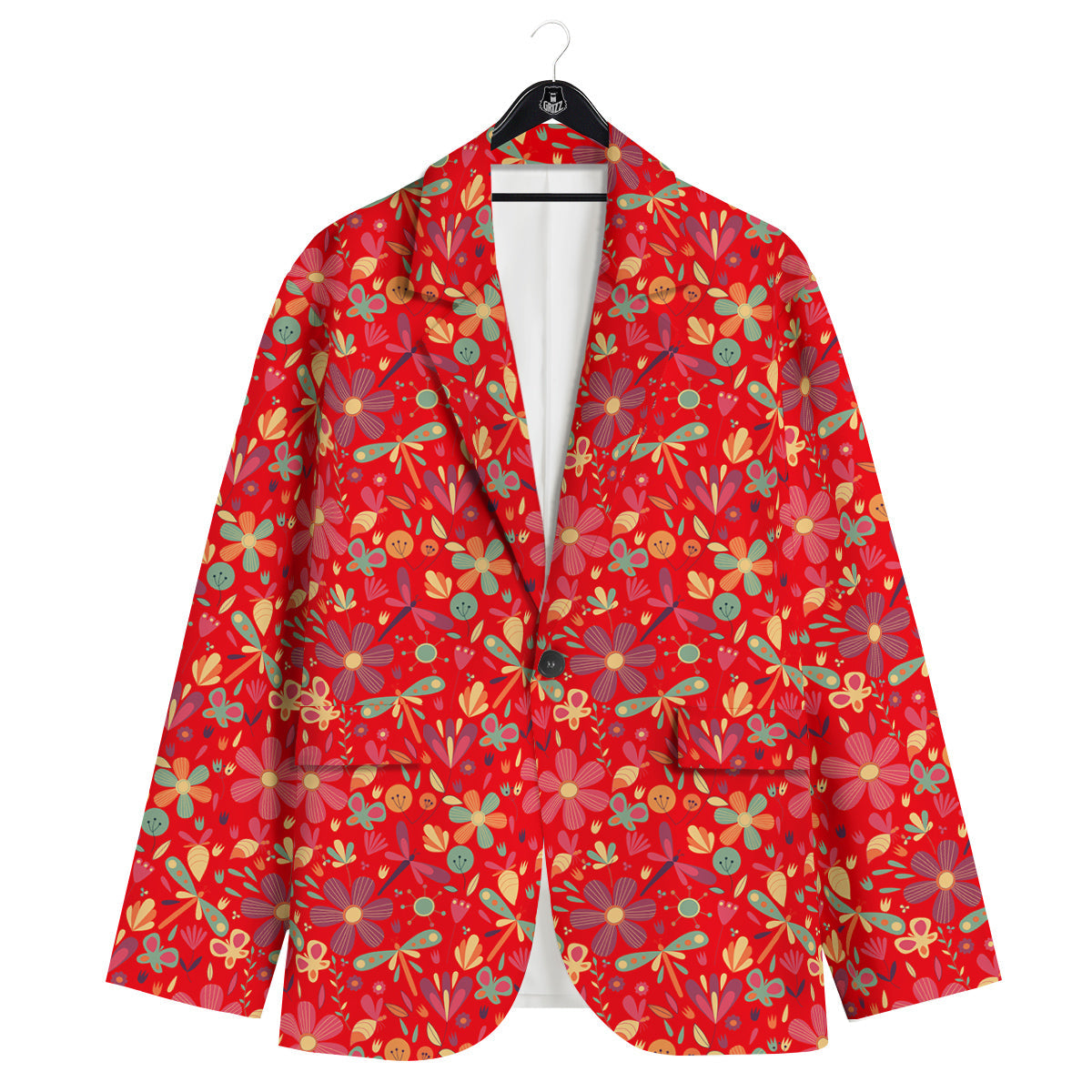 Floral Dragonfly Christmas Print Pattern Men's Sport Coat-grizzshop