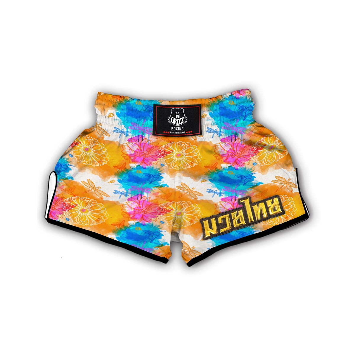 Floral Dragonfly Muay Thai Boxing Shorts-grizzshop