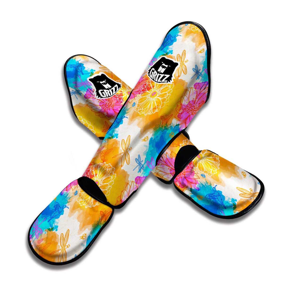 Floral Dragonfly Muay Thai Shin Guards-grizzshop