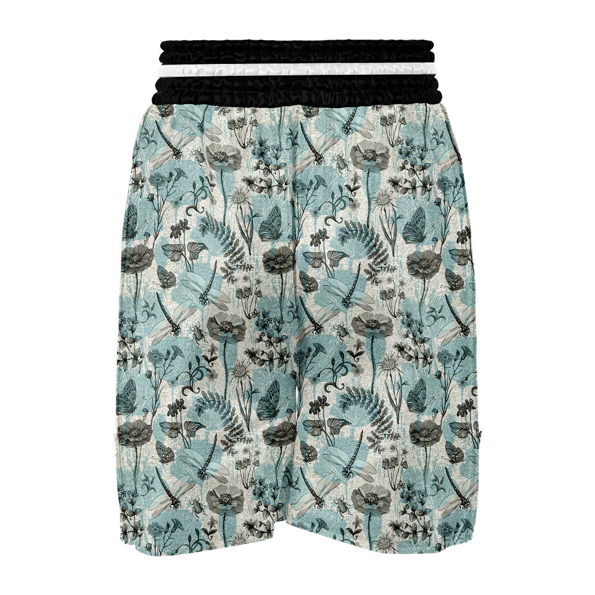 Floral Dragonfly Print Boxing Shorts-grizzshop