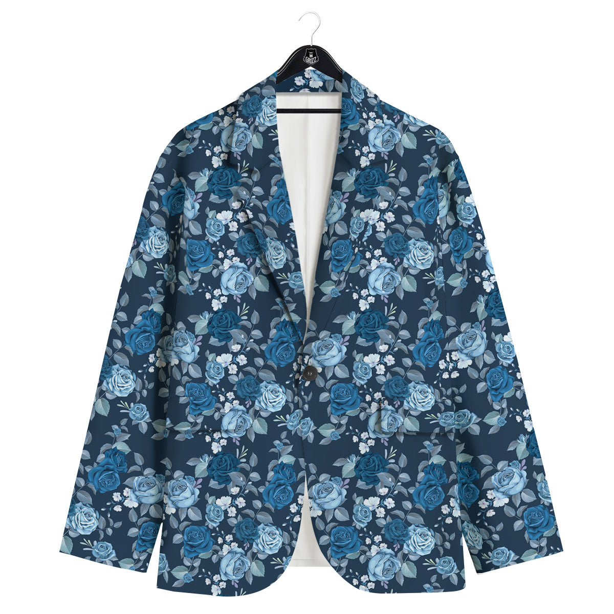 Floral Flower Blue Rose Print Pattern Men's Sport Coat-grizzshop