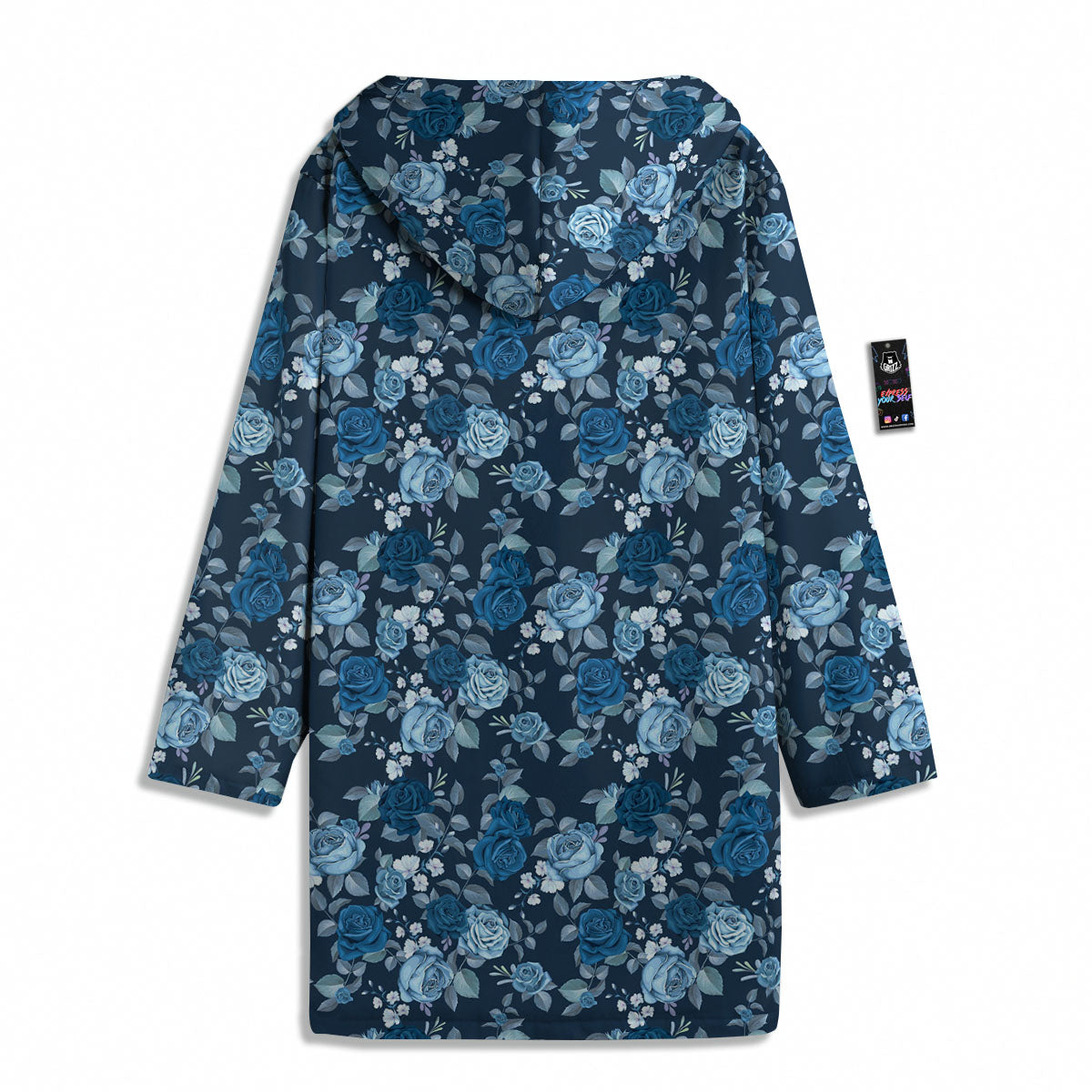 Floral Flower Blue Rose Print Pattern Men's Windbreaker Jacket-grizzshop