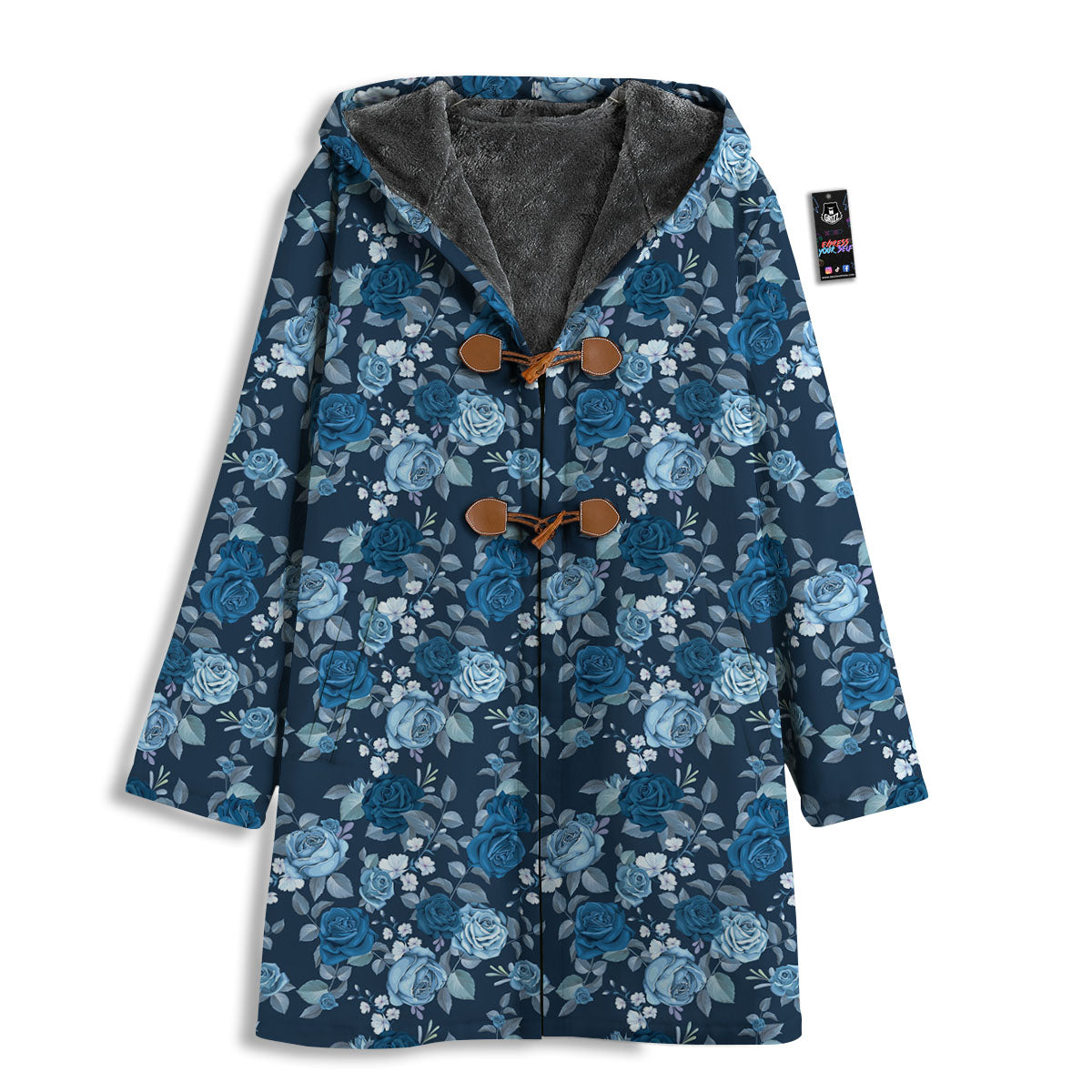 Floral Flower Blue Rose Print Pattern Men's Windbreaker Jacket-grizzshop