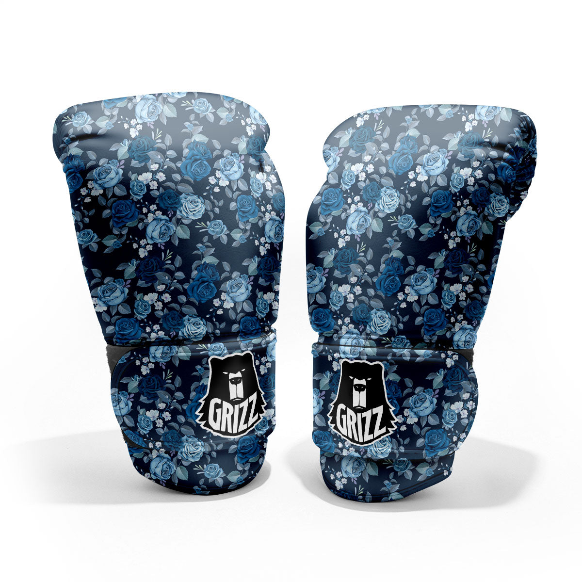 Floral Flower Blue Rose Print Pattern Pro Boxing Glove
