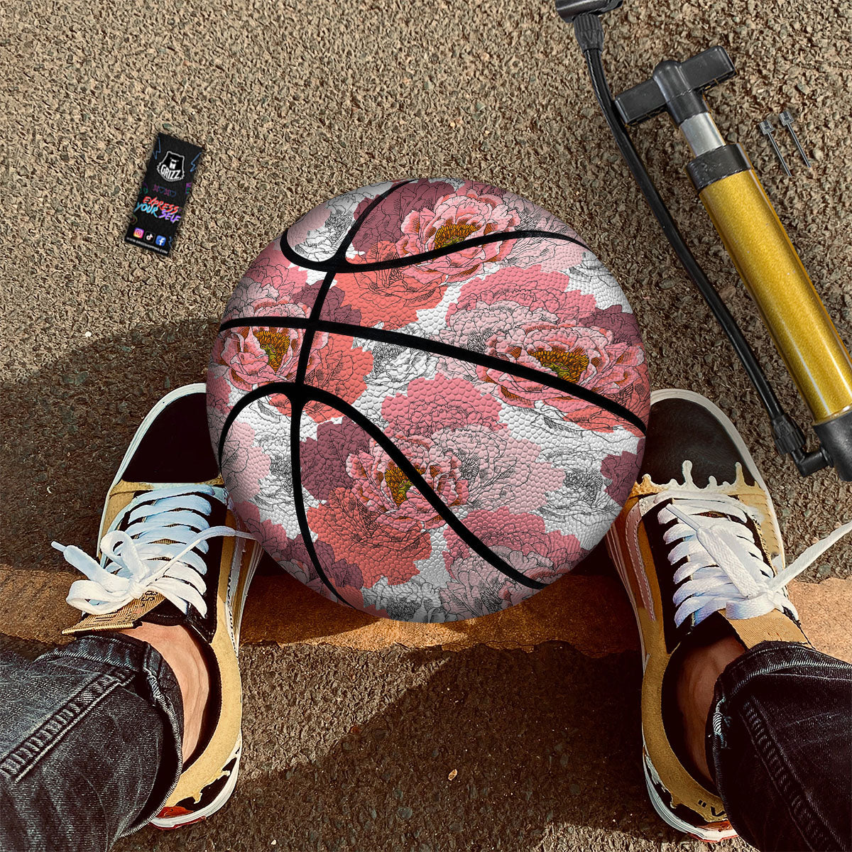 Floral Flower Pink Peony Print Pattern Basketball-grizzshop