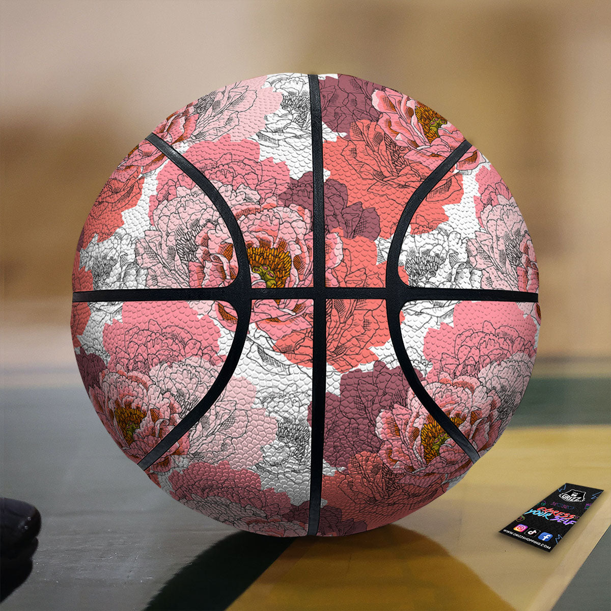 Floral Flower Pink Peony Print Pattern Basketball-grizzshop