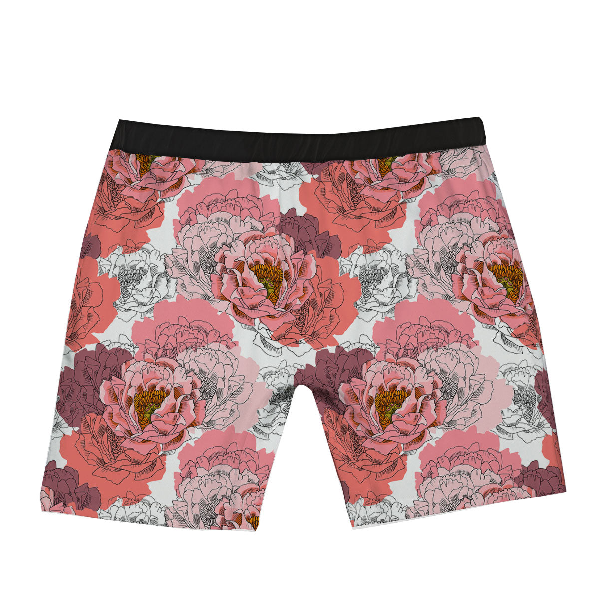 Floral Flower Pink Peony Print Pattern Boxer Briefs-grizzshop