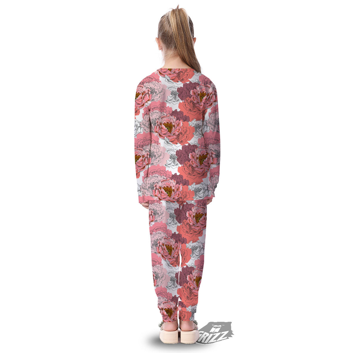 Floral Flower Pink Peony Print Pattern Kid's Pajamas-grizzshop