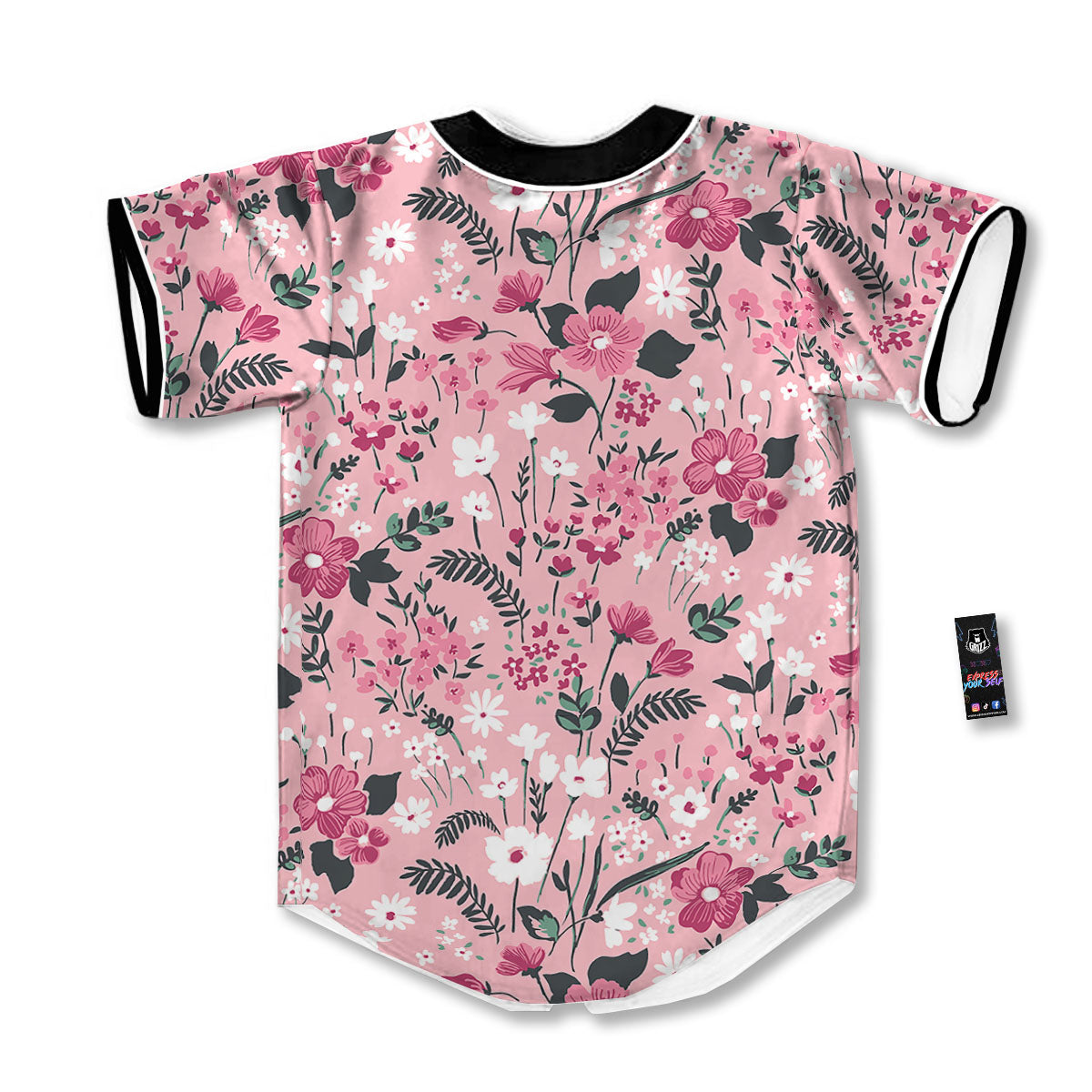 Floral Flower Pink Print Pattern Baseball Jersey-grizzshop