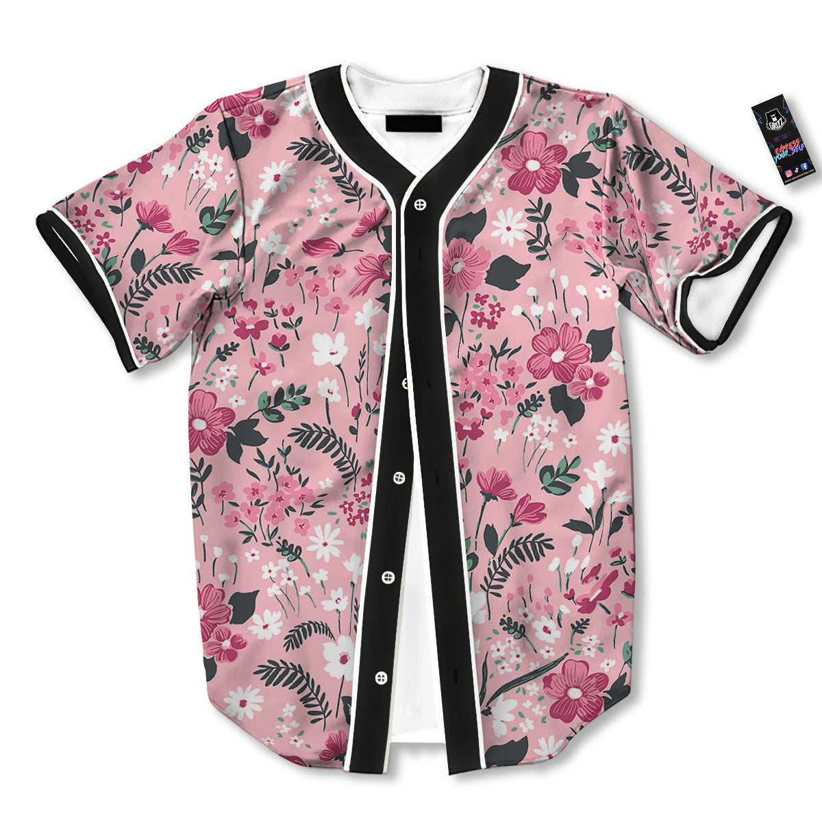 Floral Flower Pink Print Pattern Baseball Jersey-grizzshop