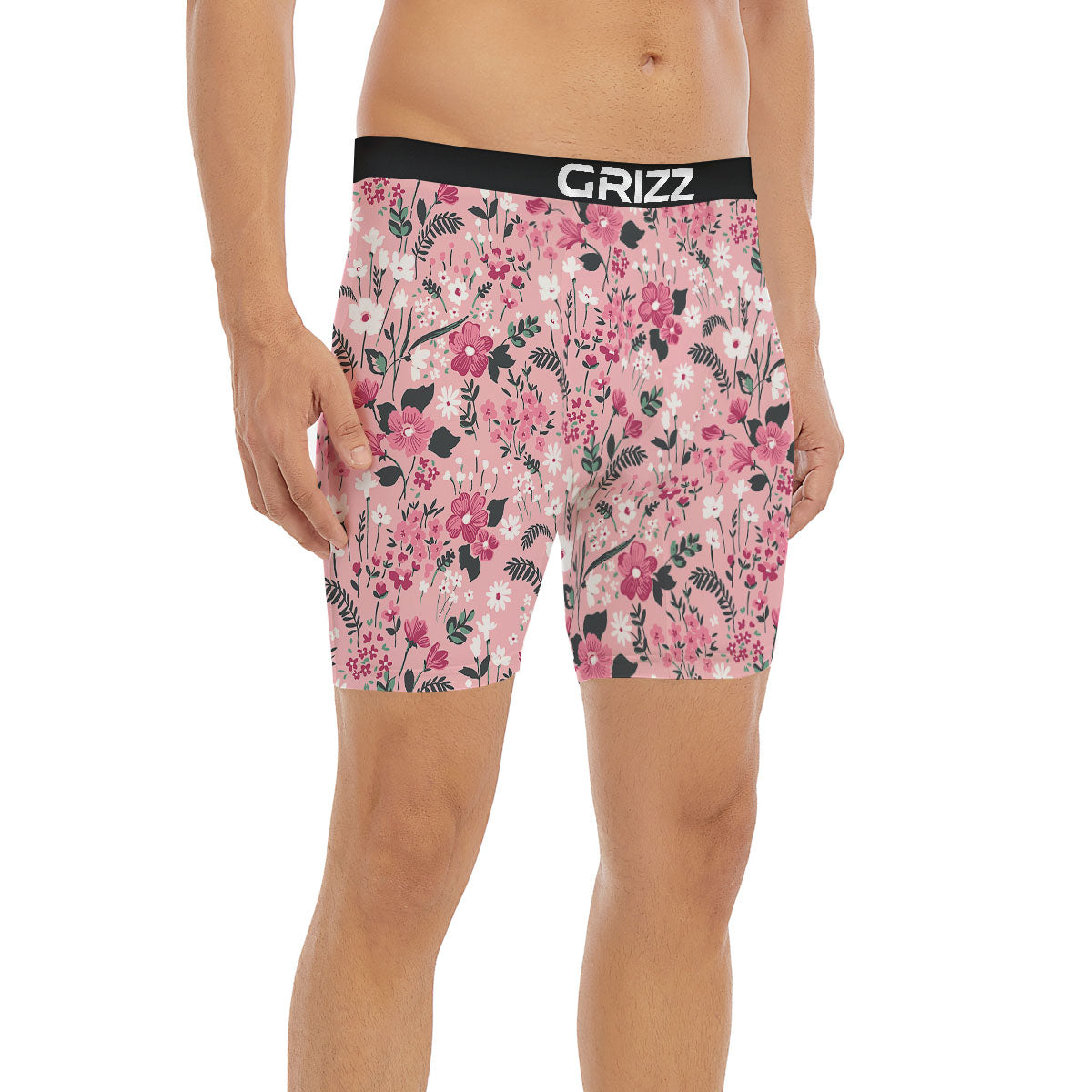 Floral Flower Pink Print Pattern Boxer Briefs-grizzshop
