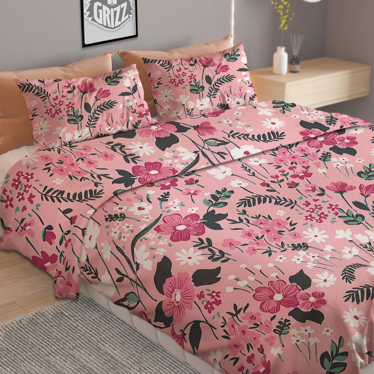 Flamingo Vintage Print Pattern Duvet Cover Bedding Set