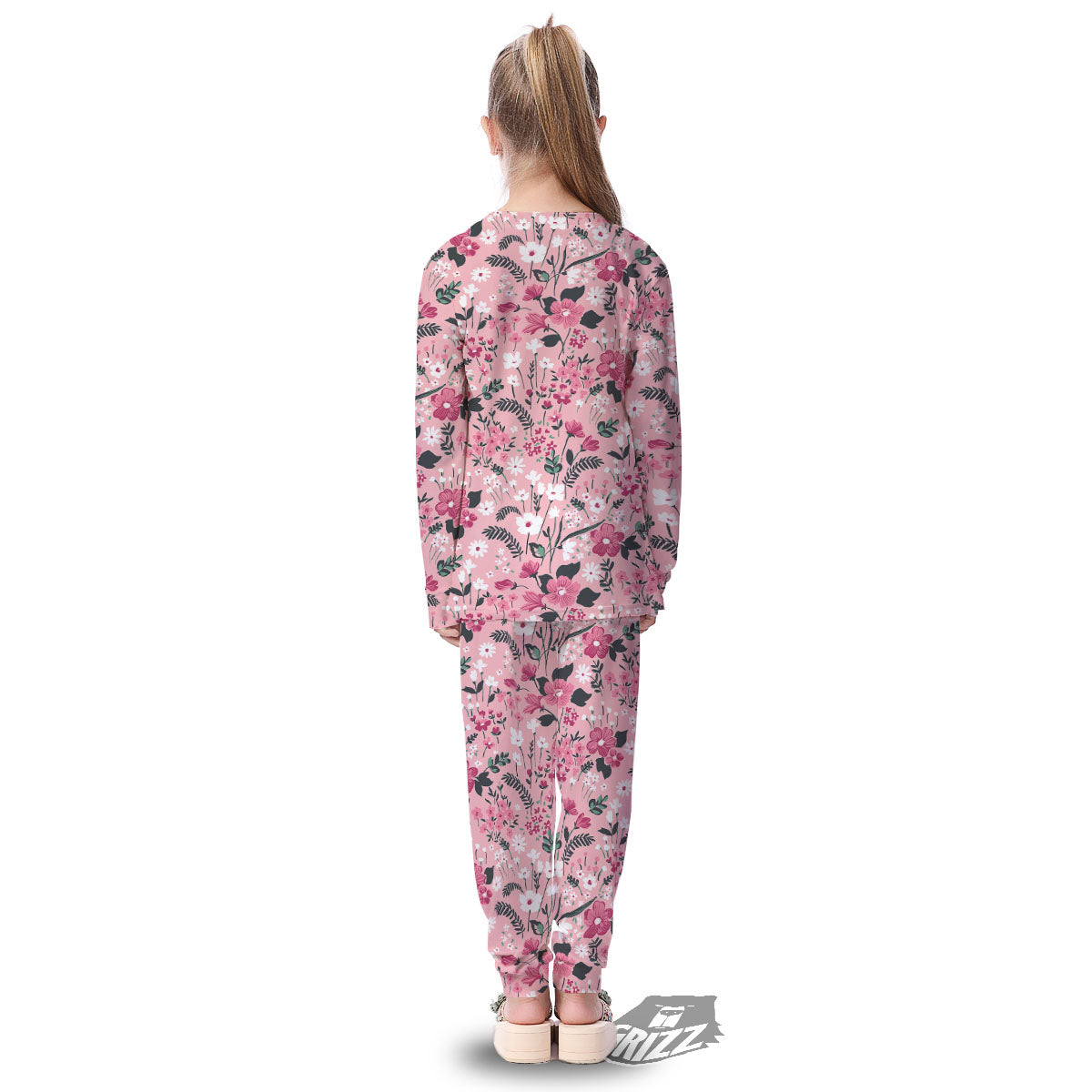 Floral Flower Pink Print Pattern Kid's Pajamas-grizzshop