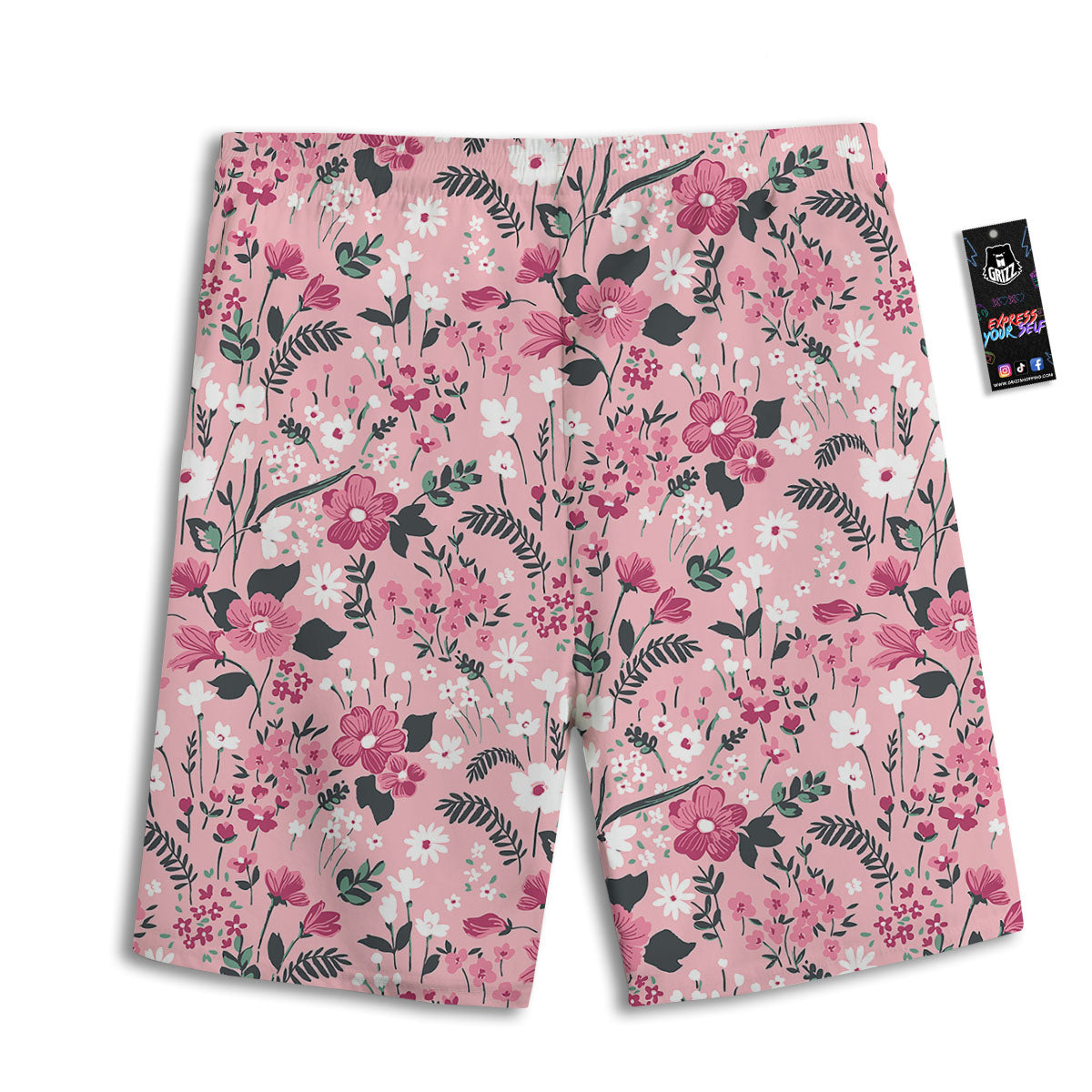 Floral Flower Pink Print Pattern Men's Athletic Shorts