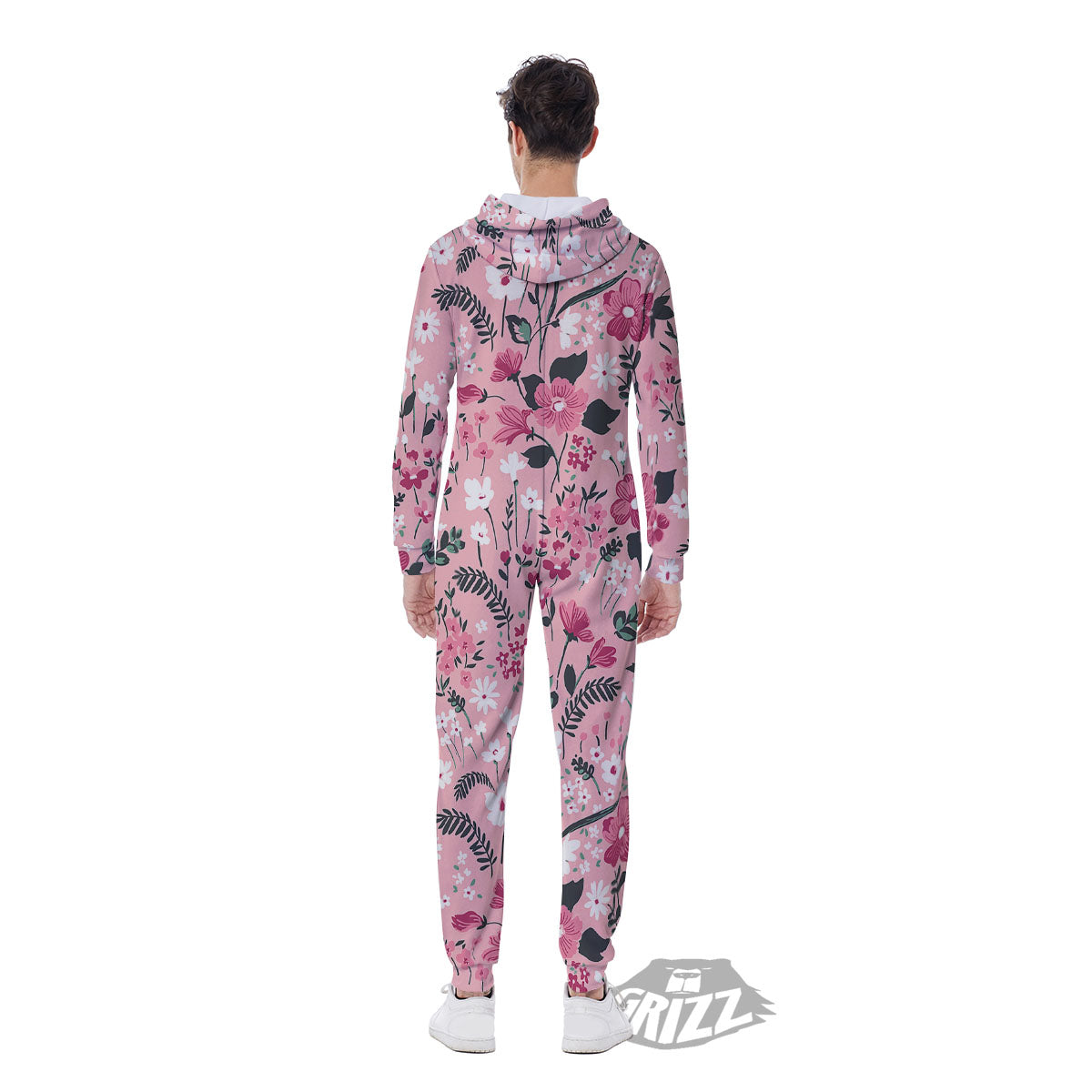Floral Flower Pink Print Pattern Men's Jumpsuit-grizzshop