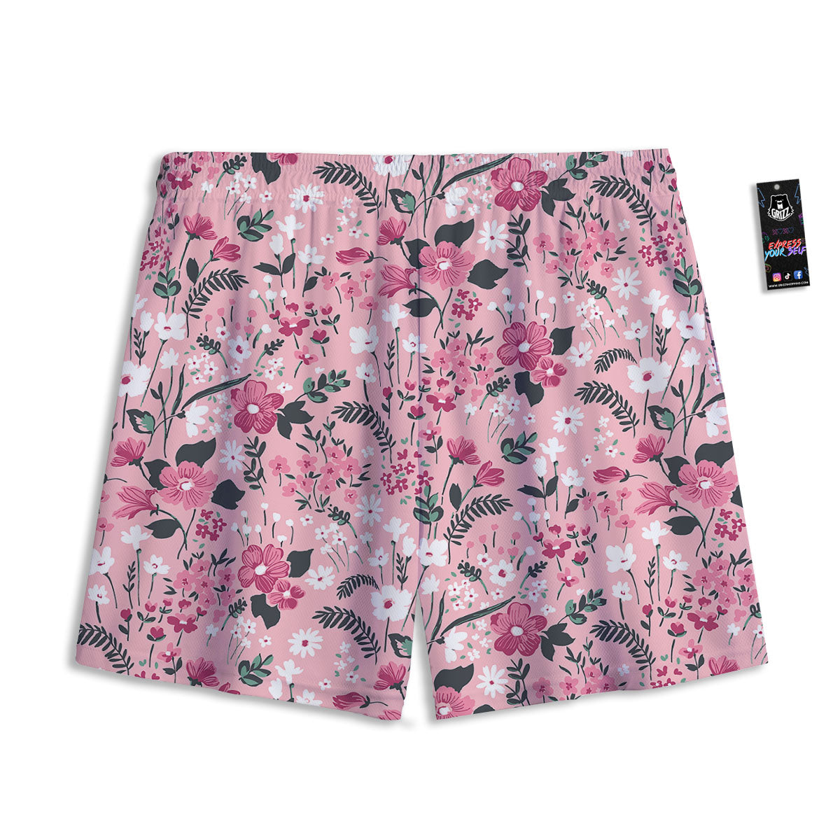 Floral Flower Pink Print Pattern Mesh Shorts