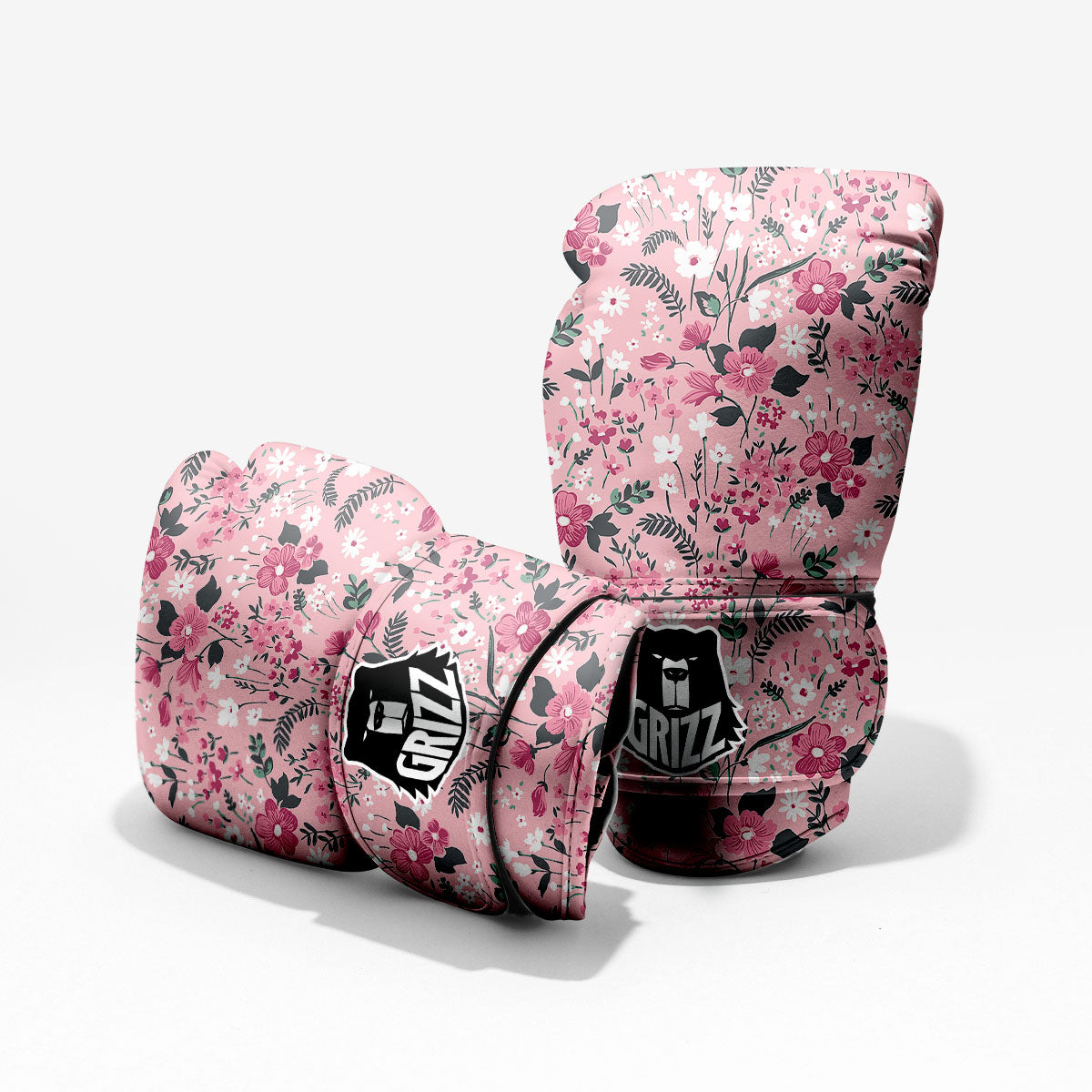 Floral Flower Pink Print Pattern Sparring Gloves-grizzshop