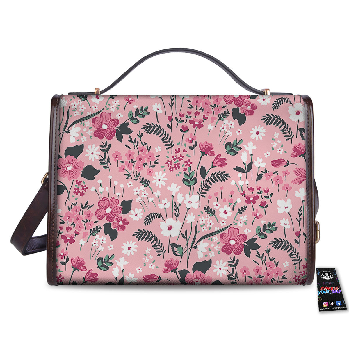 Floral Flower Pink Print Pattern Women's Satchel Bag-grizzshop
