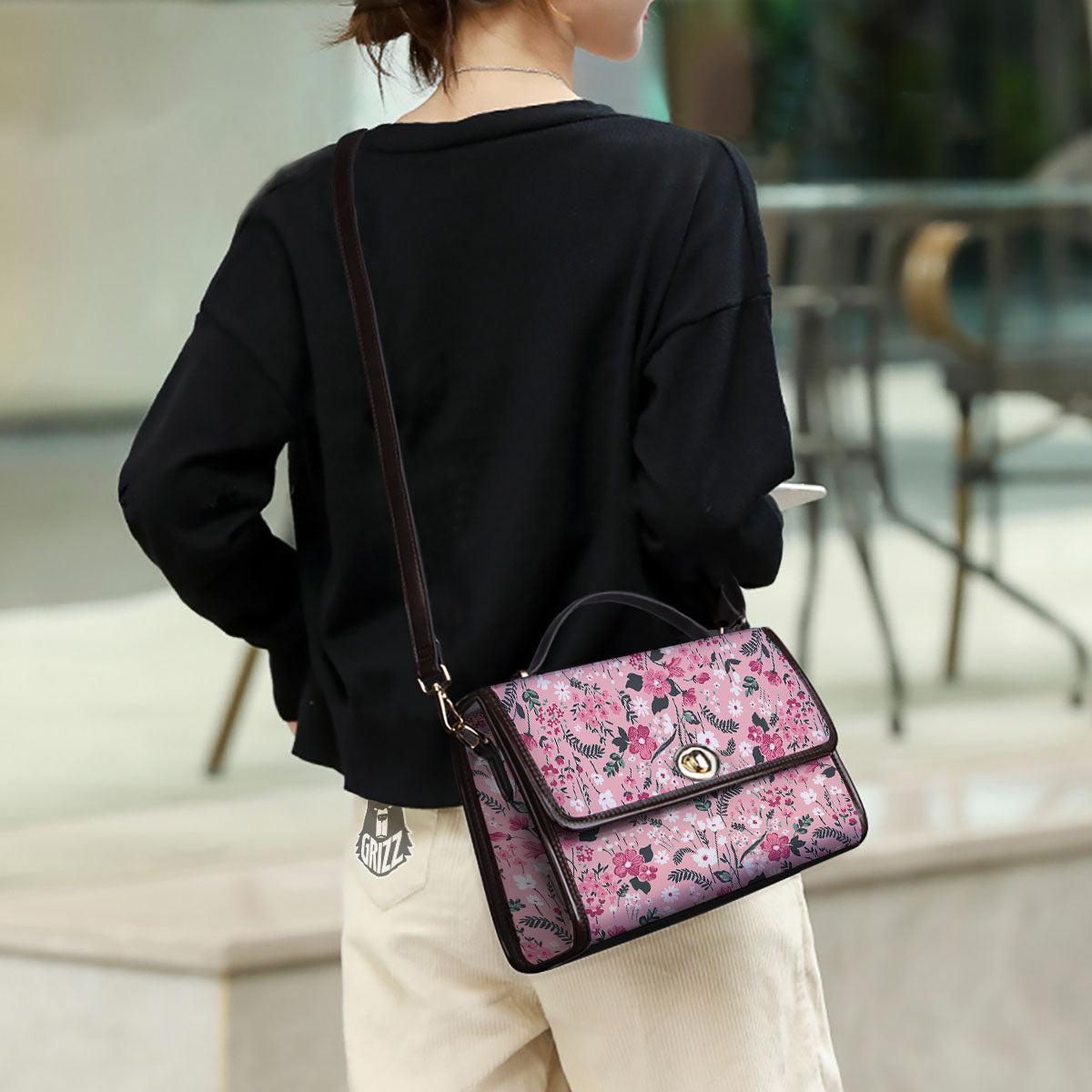 Floral Flower Pink Print Pattern Women's Satchel Bag-grizzshop