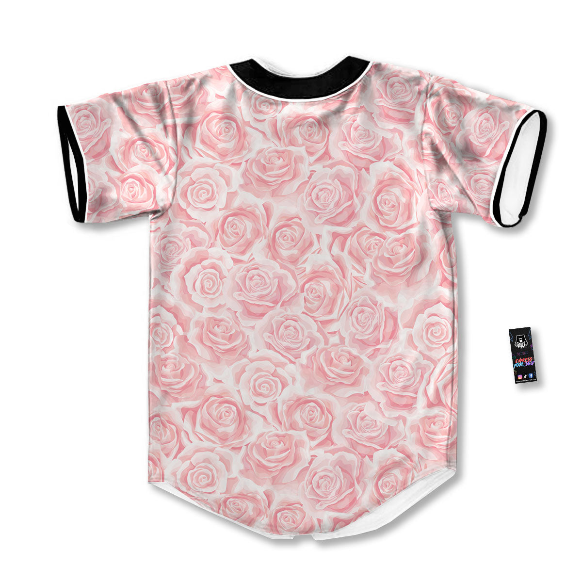 Floral Flower Pink Rose Print Pattern Baseball Jersey-grizzshop