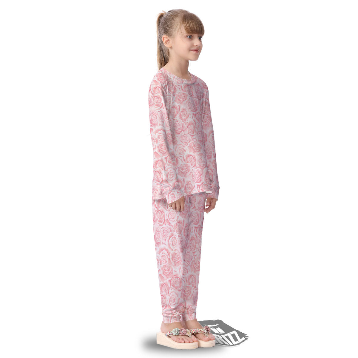 Floral Flower Pink Rose Print Pattern Kid's Pajamas-grizzshop