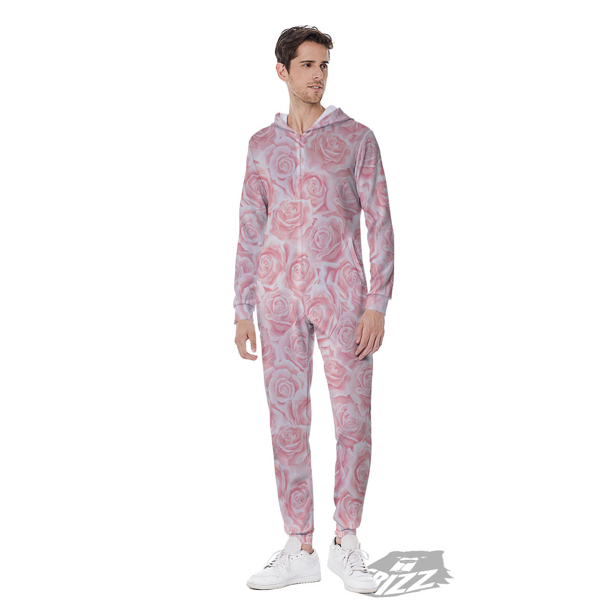 Floral Flower Pink Rose Print Pattern Men's Jumpsuit-grizzshop