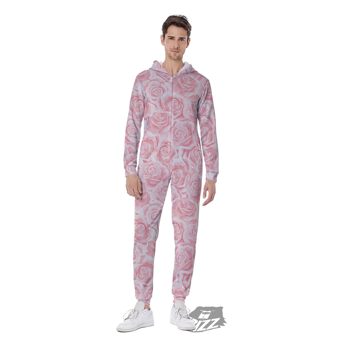 Floral Flower Pink Rose Print Pattern Men's Jumpsuit-grizzshop