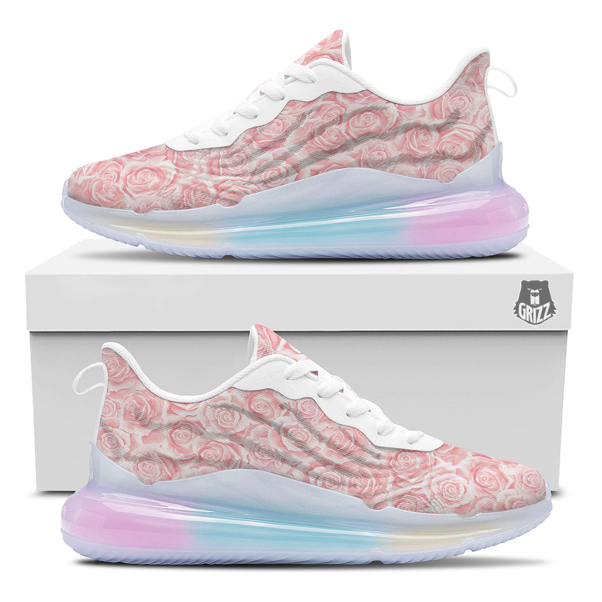 Floral Flower Pink Rose Print Pattern Running Sneakers-grizzshop