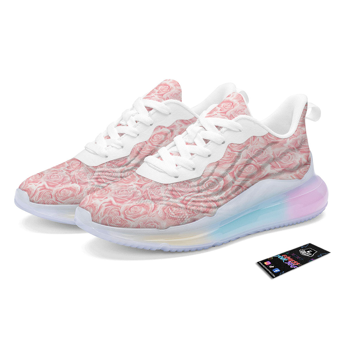 Floral Flower Pink Rose Print Pattern Running Sneakers-grizzshop