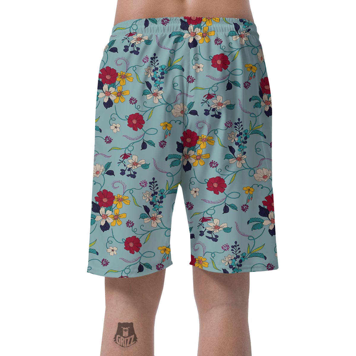 Floral Flower Print Men's Shorts-grizzshop