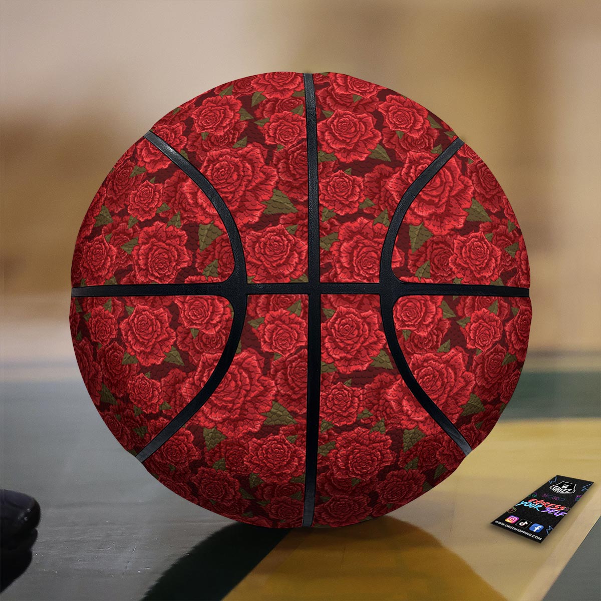 Floral Flower Red Rose Print Pattern Basketball-grizzshop