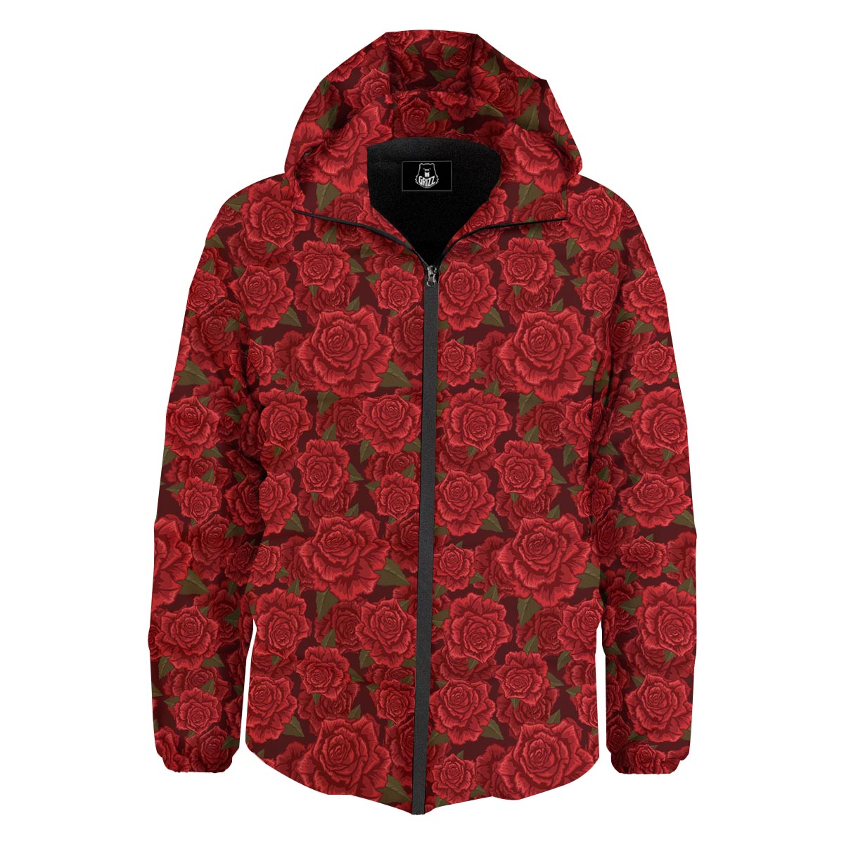 Floral Flower Red Rose Print Pattern Down Jacket-grizzshop